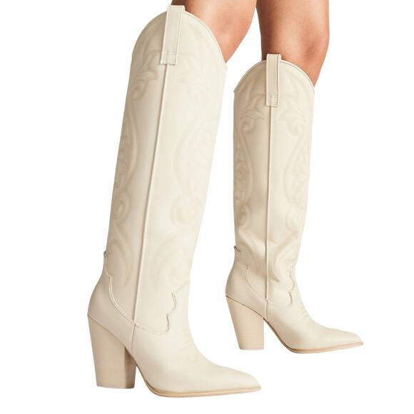 Steve Madden Shoes - Steve Madden Size 8 M Bone Leather Lasso Tall Western Boots Pointed Toe M32-14